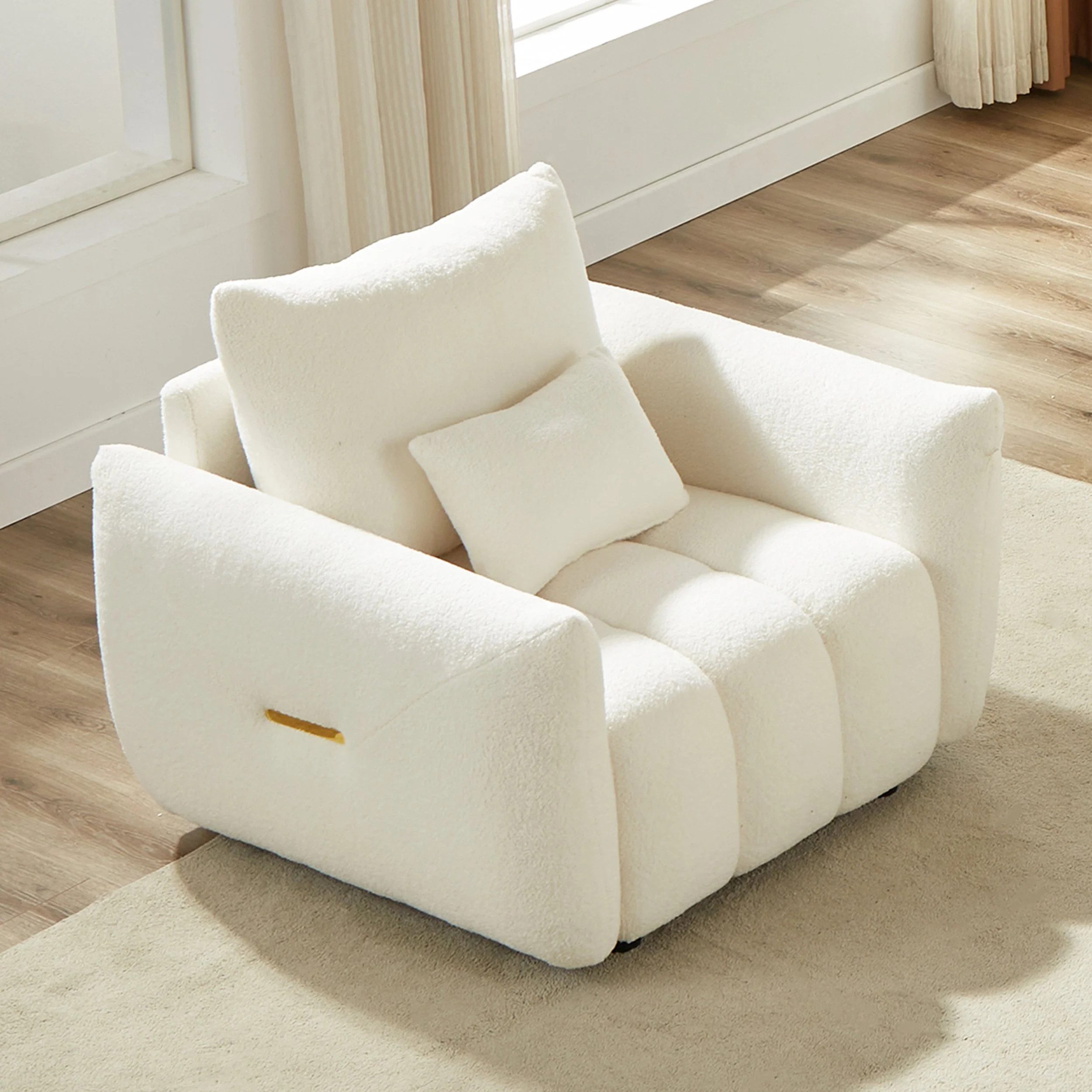 Beige Boucle Modern Sofa