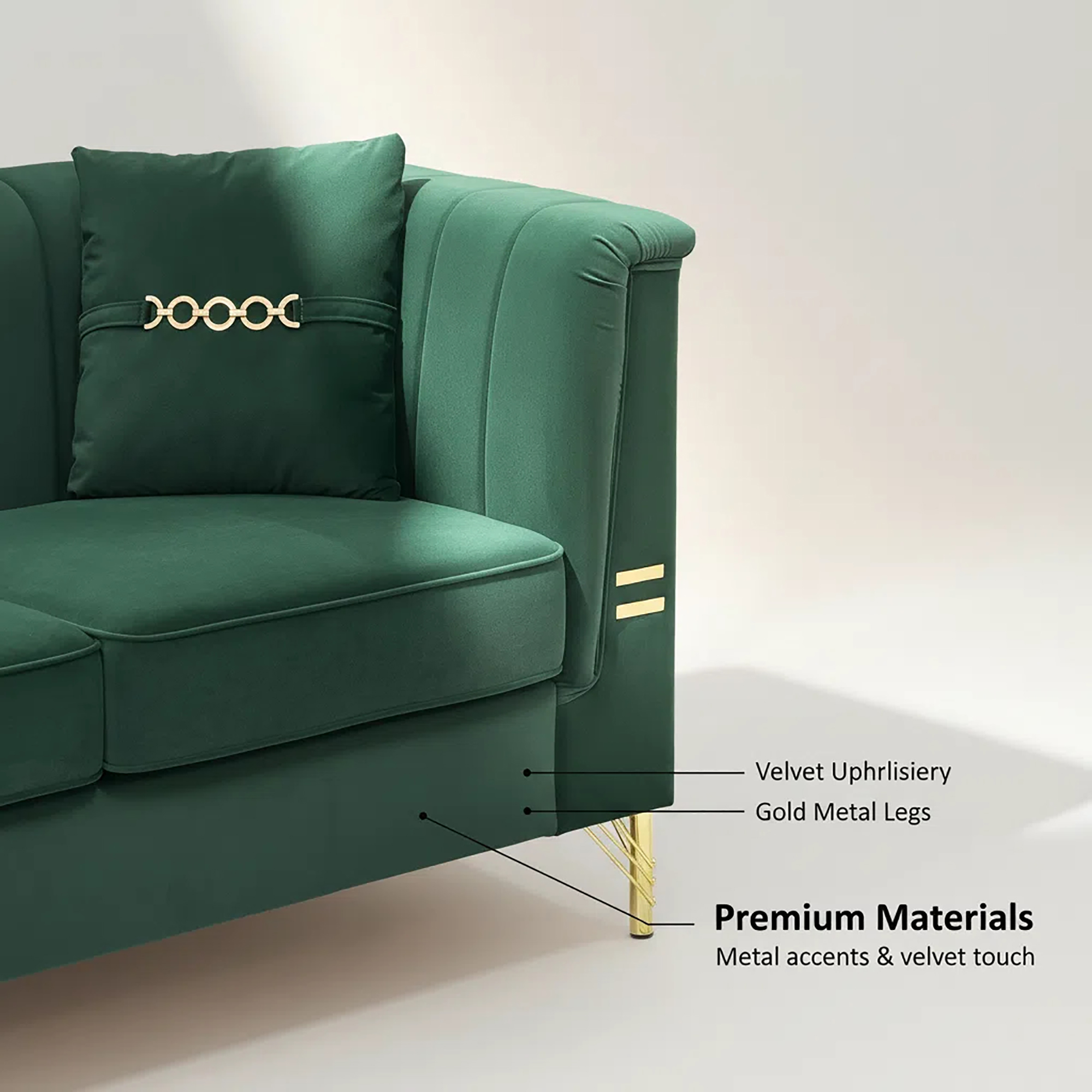 Green Velvet Living Room Sofa - Nora Lane Home furniture - Upholstered - 69.29 x 25.98 x 17.72 in