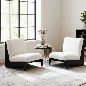 Black Solid Wood Contemporary Accent Chair, Set of 2