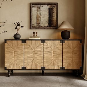 Natural Wood Storage Sideboard - Nora Lane Home furniture - Solid wood - 65.4 x 18.5 x 6.7 in