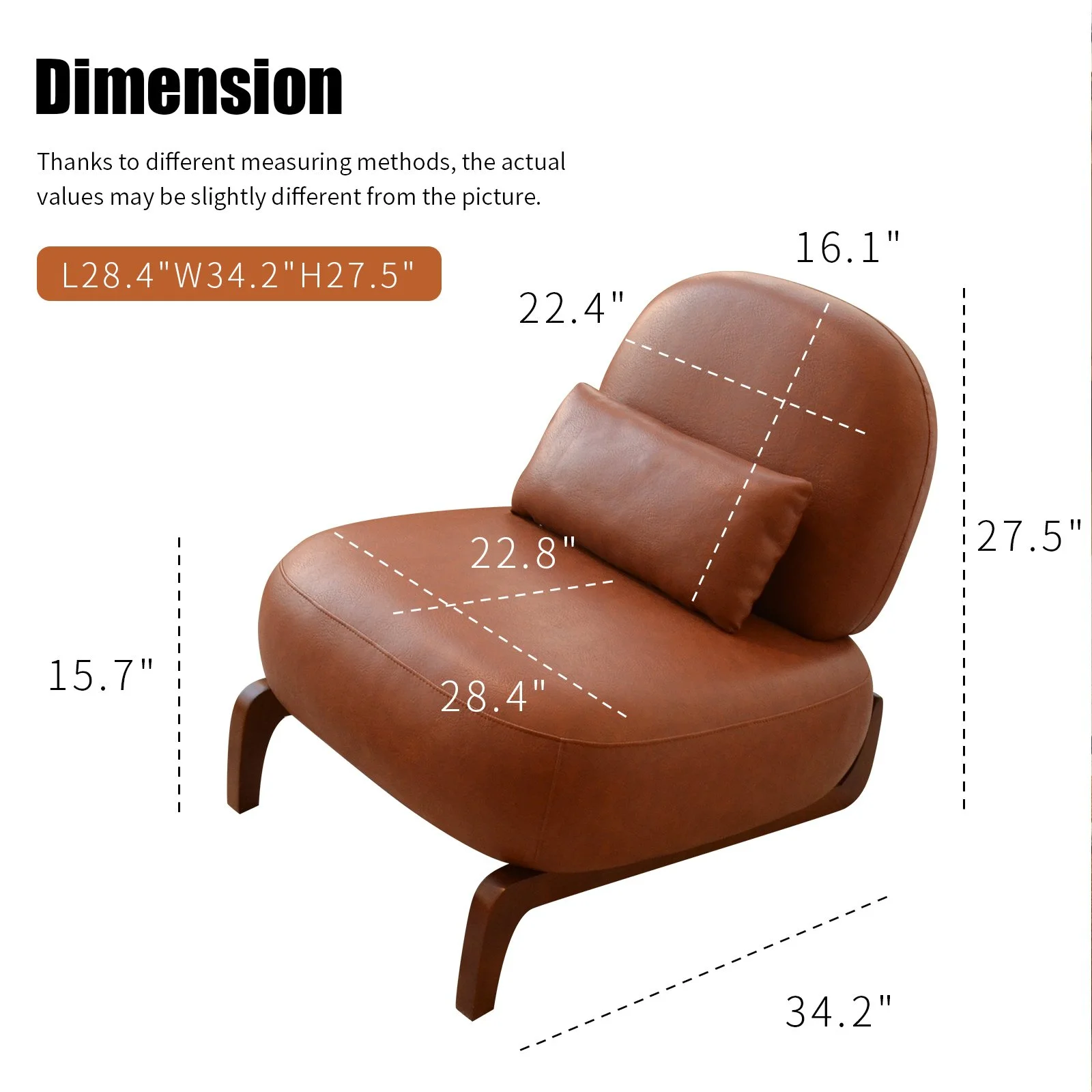 Brown Faux Leather Modern Accent Chair - Image 5