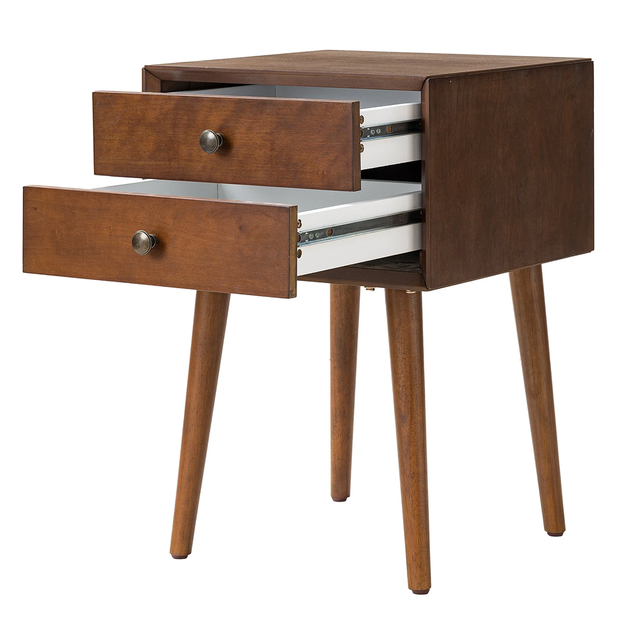 Walnut Modern Nightstand with 2 Drawers - Image 3