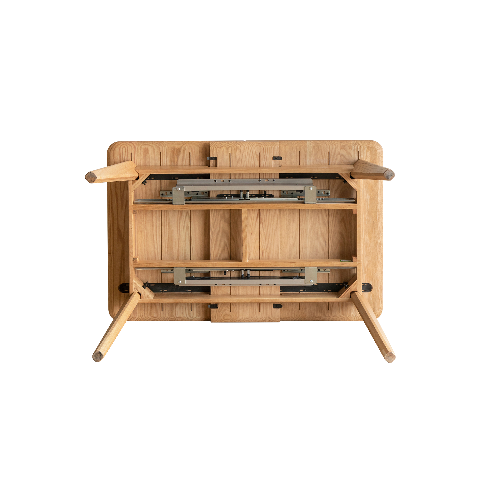 Light Oak Solid Wood Mid-century Extendable Dining Table - Image 2