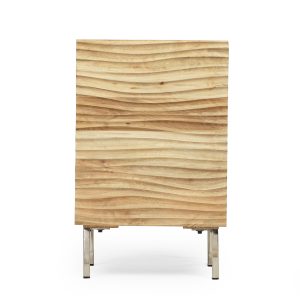 Natural Wood Wood Storage Nightstand - Nora Lane Home furniture - Solid wood, Metal accent - 26 x 21 x 19.5 in
