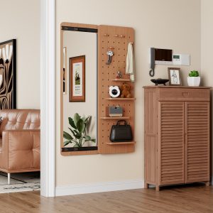 Cherry Solid Wood Wall Mirror - Nora Lane Home furniture - Solid wood - 52.17 x 20.48 x 4.72 in