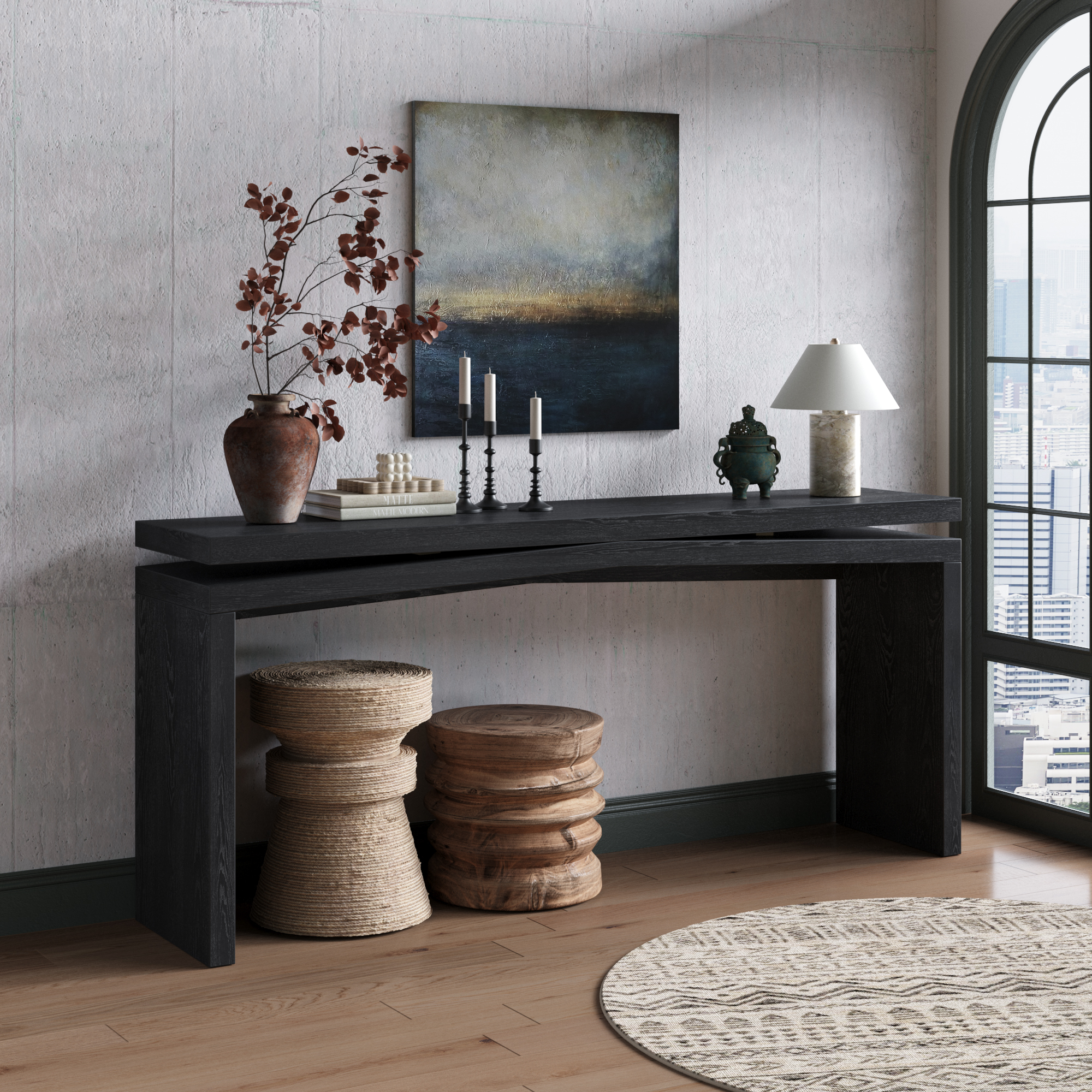 Black Solid Wood Living Room Sofa - Nora Lane Home furniture - Solid wood - 70.07 x 18.11 x 8.66 in