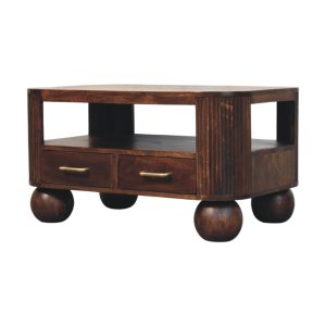 Brown Storage Coffee Table - Nora Lane Home furniture - Solid wood, Walnut finish - 25.6 x 37.4 x 20.9 in