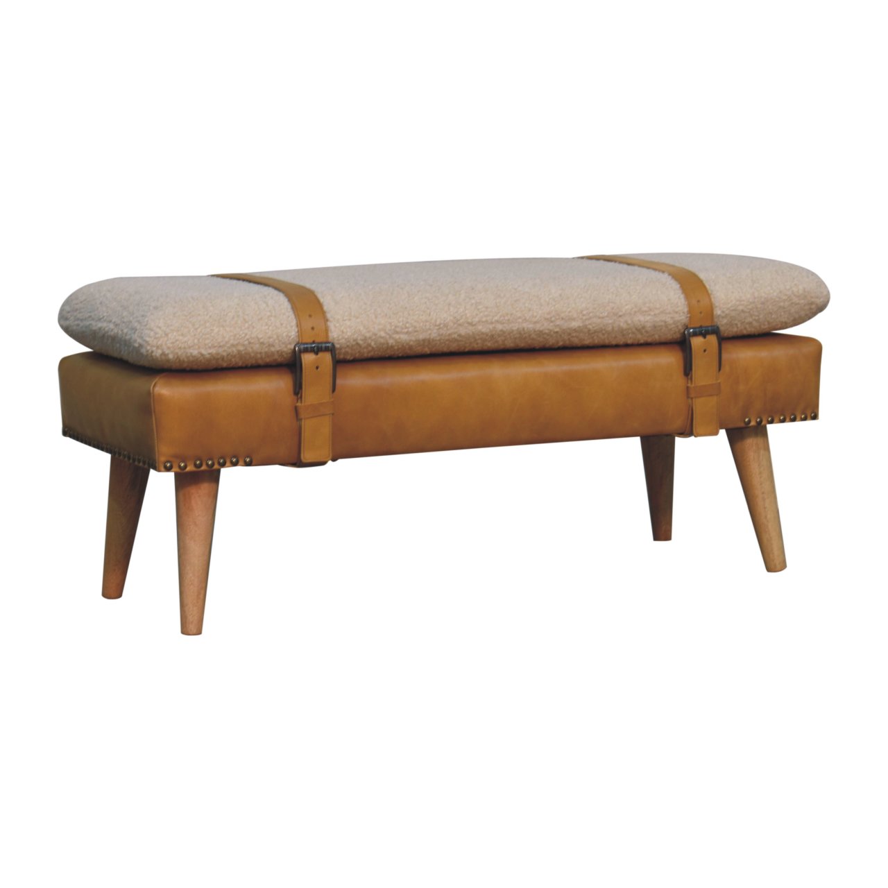 Brown Storage Bench - Nora Lane Home furniture - Solid wood, Upholstered - 39.37 x 17.72 x 9.84 in