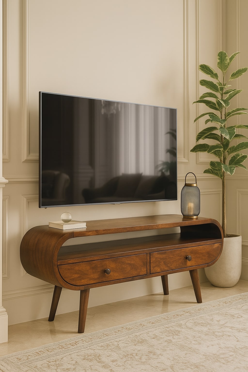 Brown Storage TV Stand - Nora Lane Home furniture - Solid wood - 39.37 x 17.72 x 13.78 in