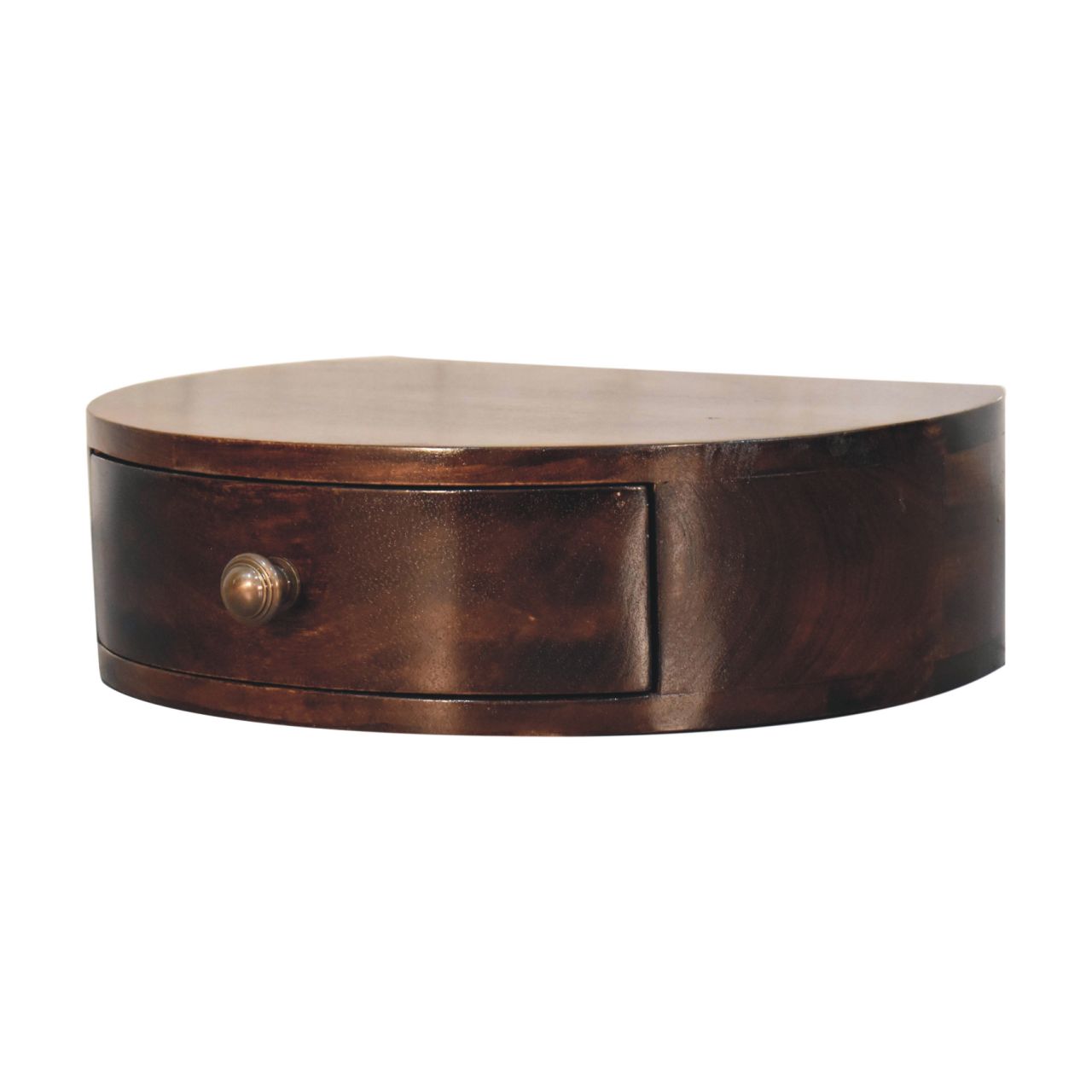 Walnut Round Storage Floating Nightstand - Nora Lane Home furniture - Solid wood, Walnut finish - 16.14 x 19.69 x 8.27 in
