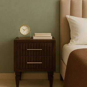 Brown Storage Nightstand - Nora Lane Home furniture - Solid wood - 17.7 x 21.7 x 19.7 in