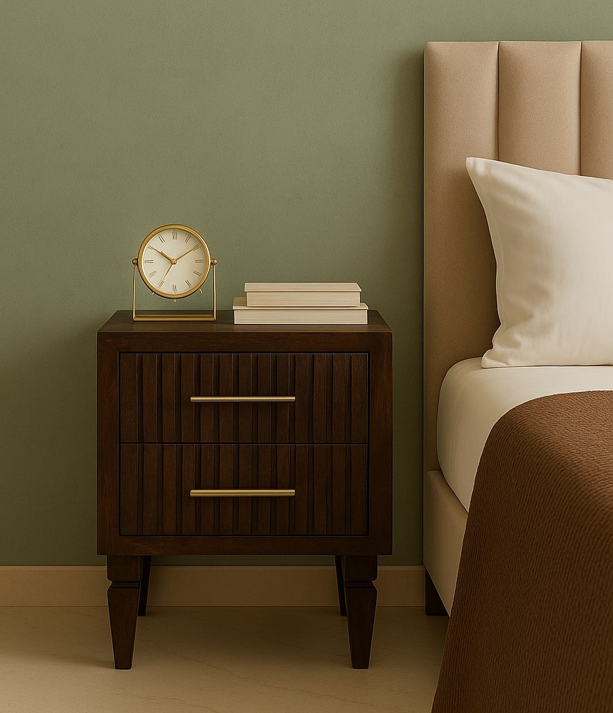 Brown Storage Nightstand - Nora Lane Home furniture - Solid wood - 17.7 x 21.7 x 19.7 in