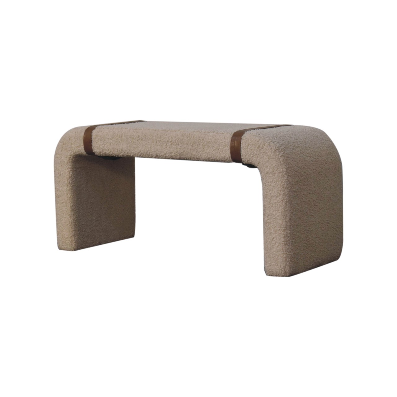 Brown Boucle Storage Bench - Nora Lane Home furniture - Solid wood - 39.37 x 17.72 x 21.26 in
