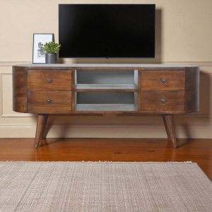 Brown Round Storage Cabinet - Nora Lane Home furniture - Solid wood - 47.24 x 17.72 x 15.75 in