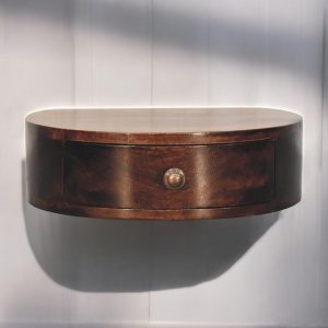 Walnut Round Storage Floating Nightstand