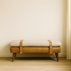 Brown Storage Bench - Nora Lane Home furniture - Solid wood, Upholstered - 39.37 x 17.72 x 9.84 in