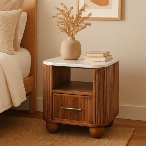 Brown Storage Nightstand - Nora Lane Home furniture - Solid wood - 21.26 x 17.32 x 19.69 in
