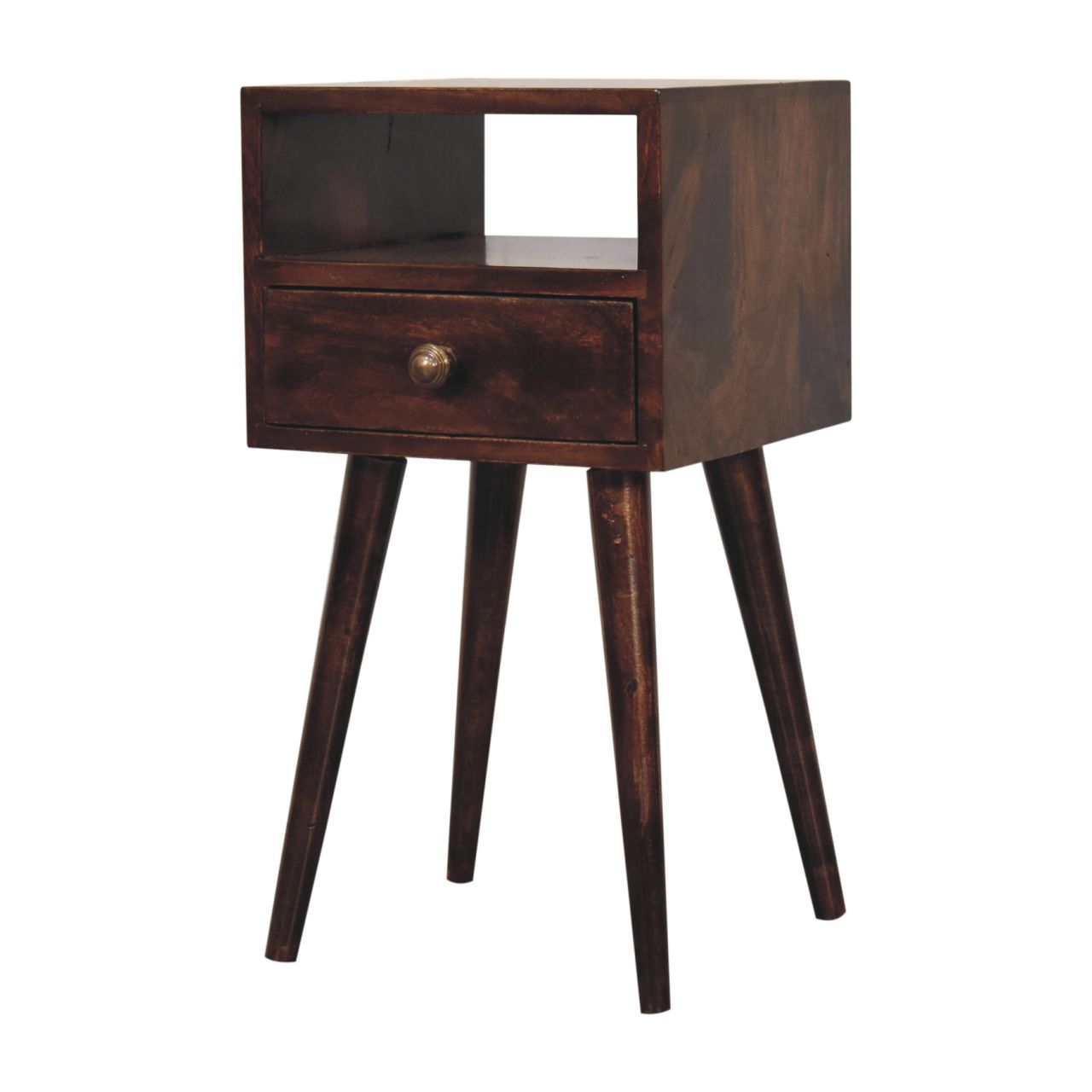 Walnut Storage Nightstand - Nora Lane Home furniture - Solid wood, Walnut finish - 15.75 x 15.75 x 12.99 in