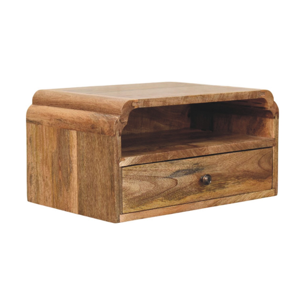 Beige Solid Wood Floating Nightstand - Nora Lane Home furniture - Solid wood - 21.65 x 16.54 x 13.39 in