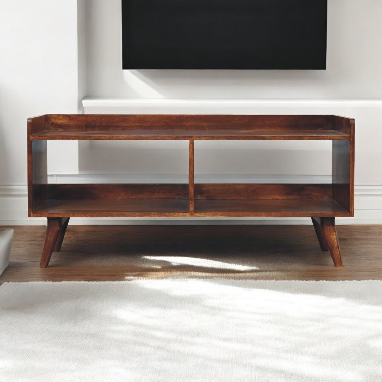 Brown Storage Cabinet - Nora Lane Home furniture - Solid wood, Glass detail - 49.21 x 19.69 x 15.75 in