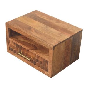 Brown Storage Floating Nightstand - Nora Lane Home furniture - Solid wood - 16.5 x 21.7 x 13.8 in