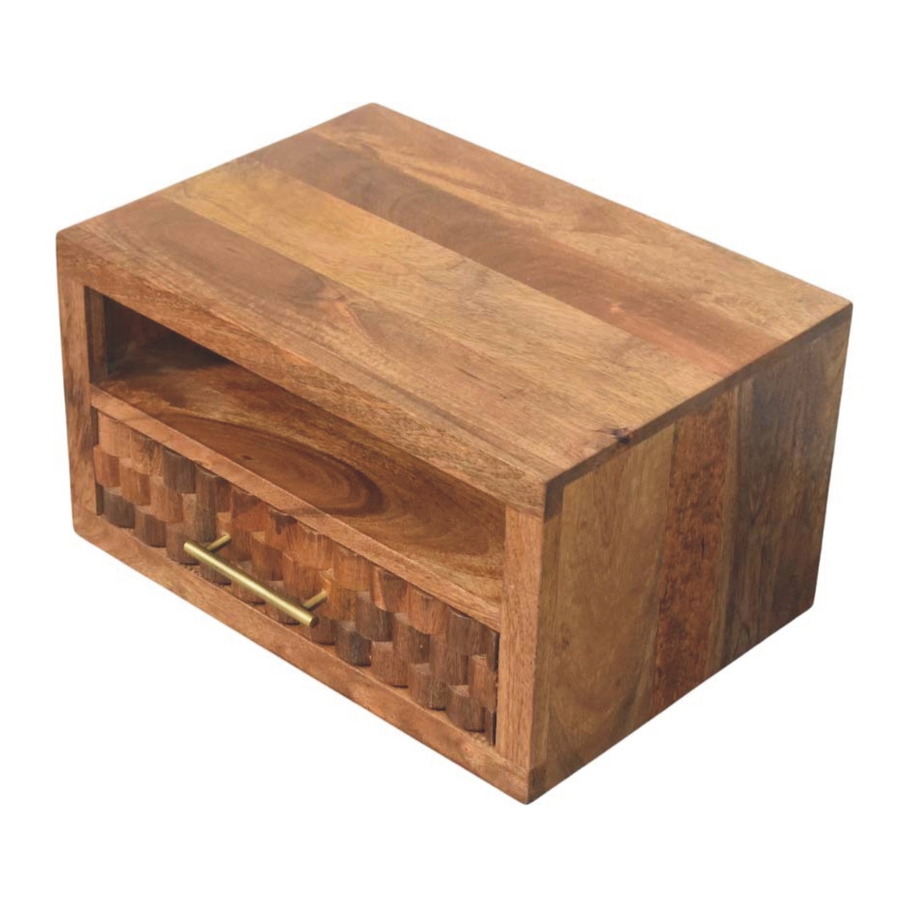 Brown Storage Floating Nightstand - Nora Lane Home furniture - Solid wood - 16.5 x 21.7 x 13.8 in