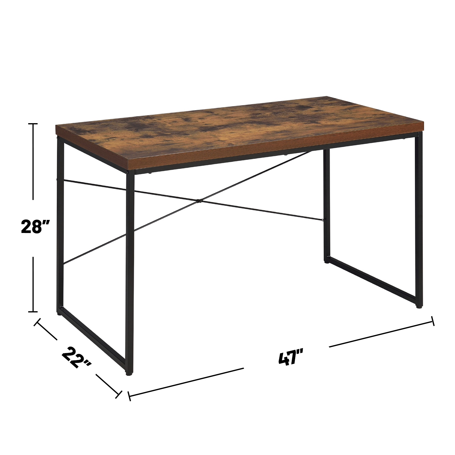 Natural Wood Adjustable Desk - Nora Lane Home furniture - Metal accent - 51 x 26 x 4 in
