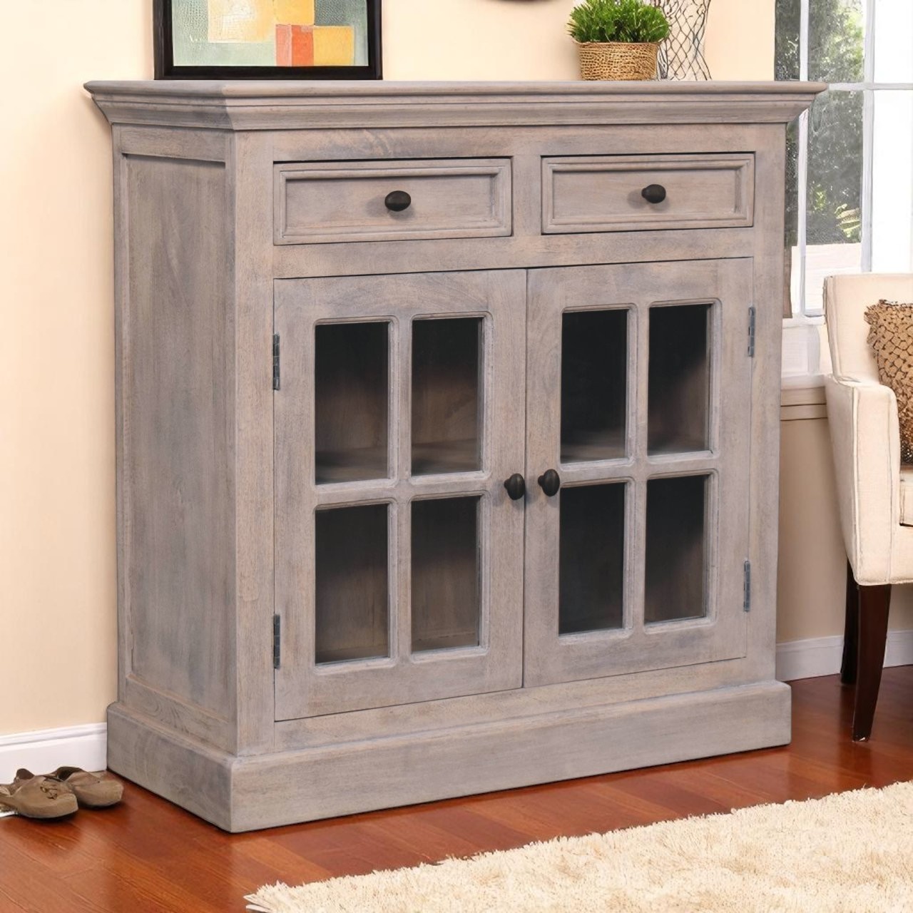 Gray Solid Wood Storage Cabinet - Nora Lane Home furniture - Solid wood, Metal accent - 39.37 x 18.9 x 39.37 in