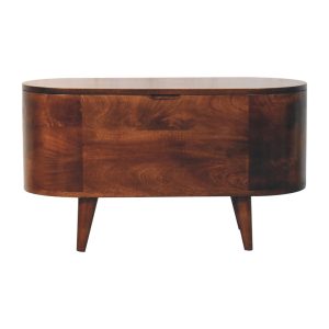 Walnut Round Bedroom Storage - Nora Lane Home furniture - Solid wood, Walnut finish - 17.72 x 35.43 x 15.75 in
