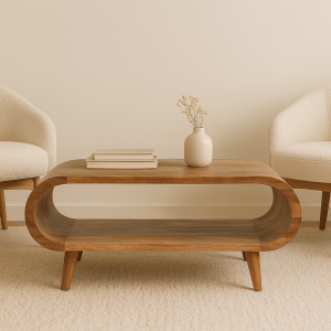 Natural Wood Storage Coffee Table
