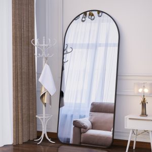 Black Wall Mirror - Nora Lane Home furniture - Metal accent - 74 x 35.5 x 2.75 in