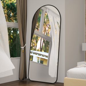 Black Wall Mirror - Nora Lane Home furniture - Metal accent - 74 x 35.5 x 2.75 in