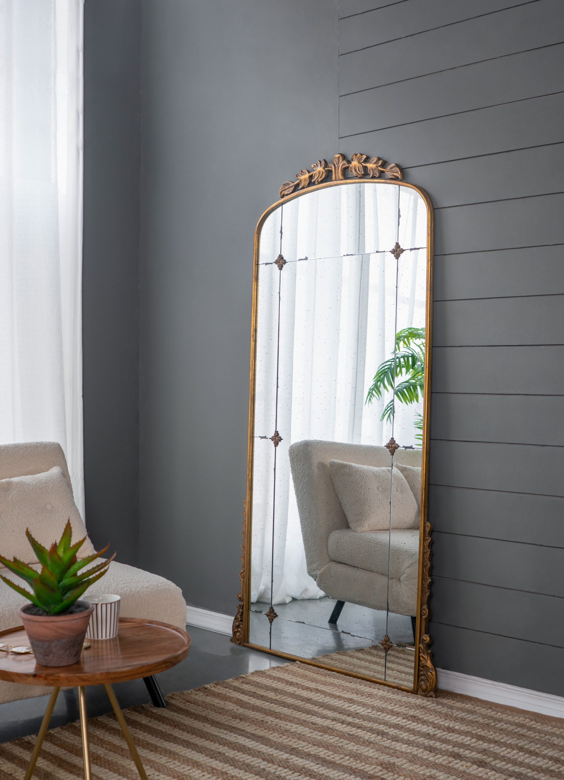 Gold Wall Mirror - Nora Lane Home furniture - Metal accent, Glass detail - 79.1 x 4.9 x 44.1 in