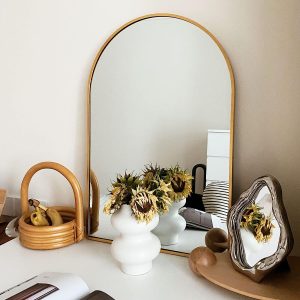 Gold Wall Mirror - Nora Lane Home furniture - Metal accent, Glass detail - 32.09 x 22.24 x 1.61 in