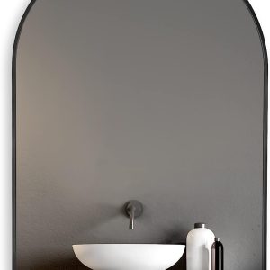 Black Wall Mirror - Nora Lane Home furniture - Metal accent, Glass detail - 32.09 x 22.24 x 1.61 in