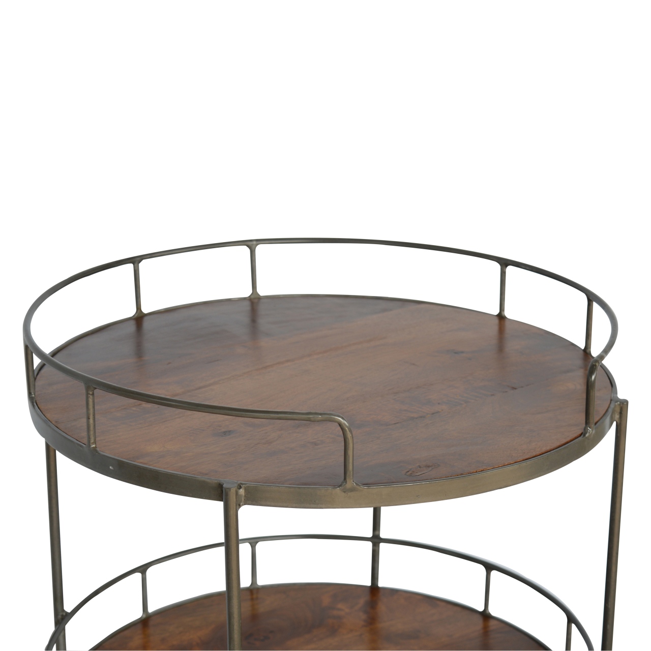Brown Round Storage Cabinet - Nora Lane Home furniture - Metal accent - 24.8 x 24.8 x 37.4 in