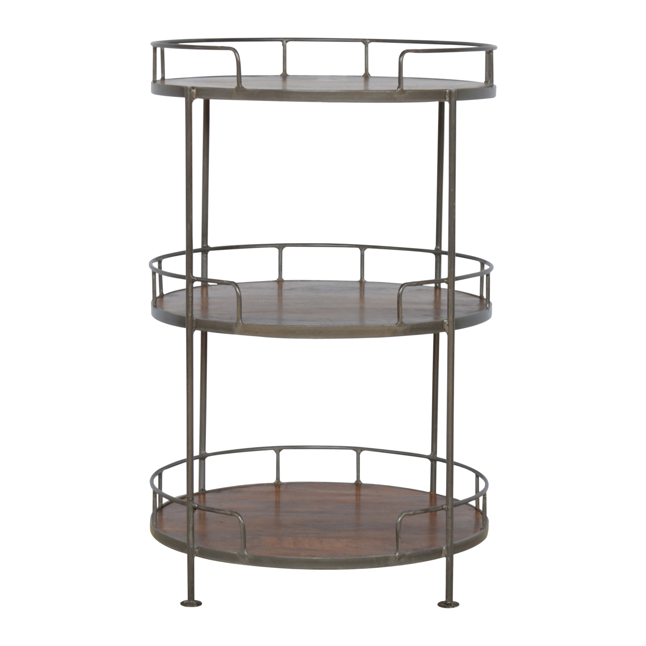 Brown Round Storage Cabinet - Nora Lane Home furniture - Metal accent - 24.8 x 24.8 x 37.4 in