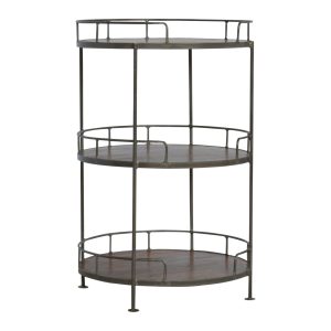 Brown Round Storage Cabinet - Nora Lane Home furniture - Metal accent - 24.8 x 24.8 x 37.4 in