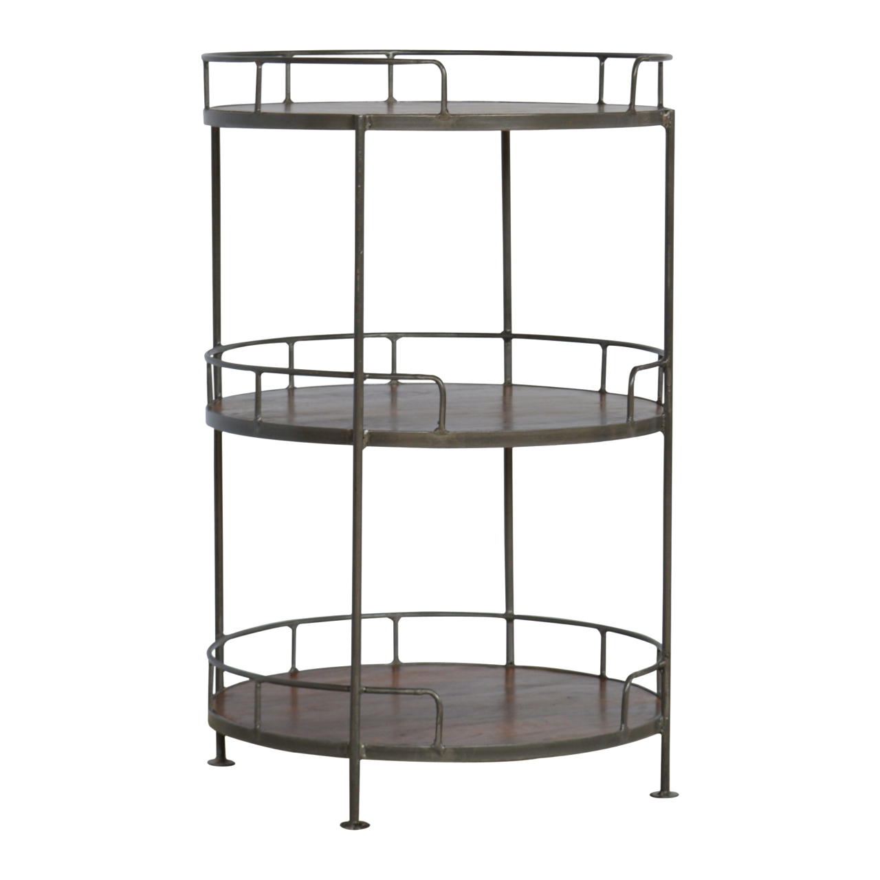 Brown Round Storage Cabinet - Nora Lane Home furniture - Metal accent - 24.8 x 24.8 x 37.4 in