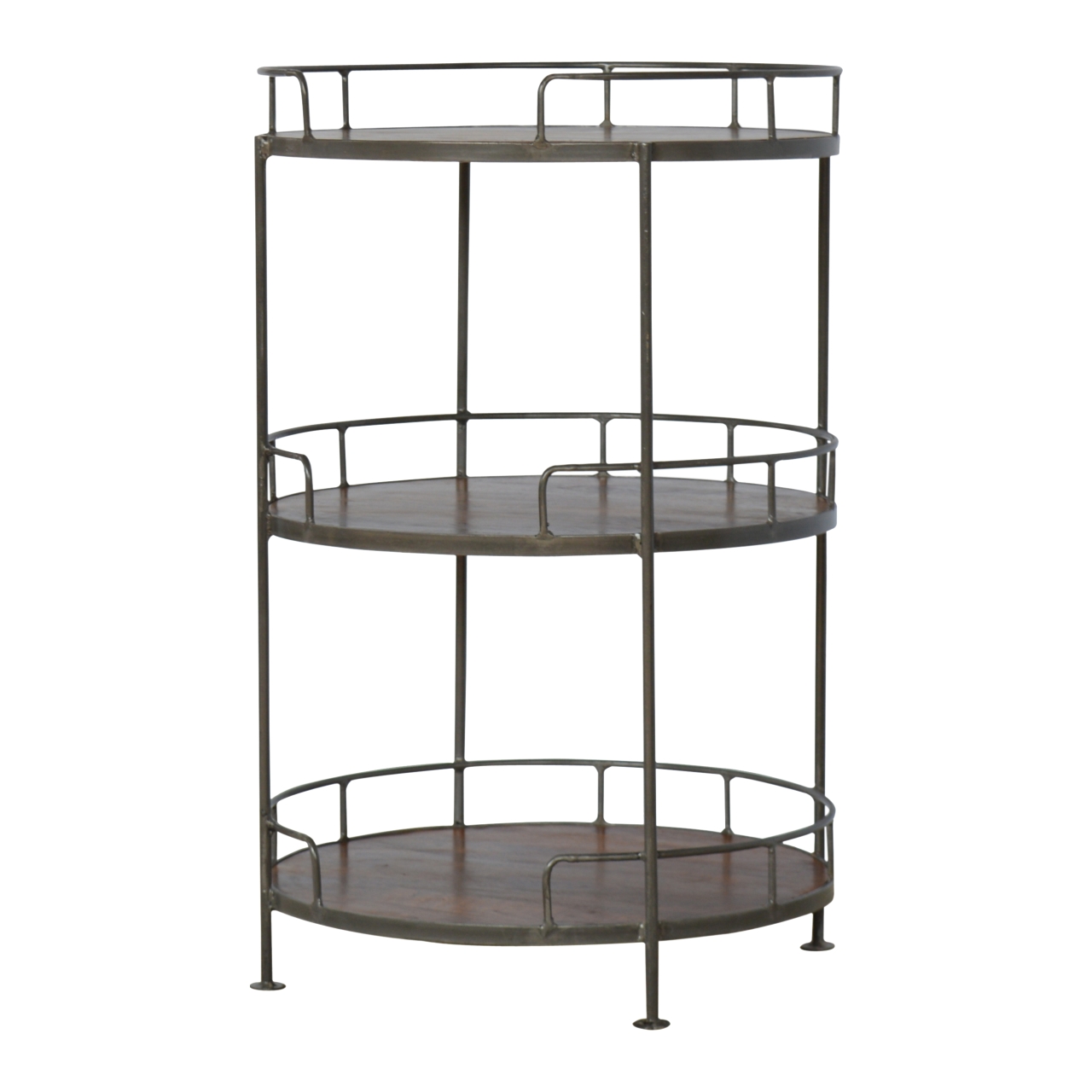 Brown Round Storage Cabinet - Nora Lane Home furniture - Metal accent - 24.8 x 24.8 x 37.4 in