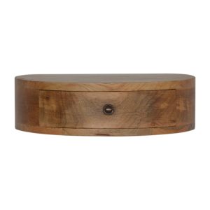 Natural Wood Round Storage Floating Nightstand - Nora Lane Home furniture - Solid wood - 19.69 x 16.14 x 8.27 in