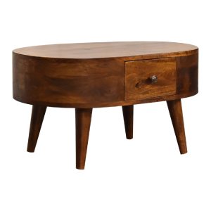 Brown Round Storage Cabinet - Nora Lane Home furniture - Solid wood - 29.5 x 21.7 x 9.8 in
