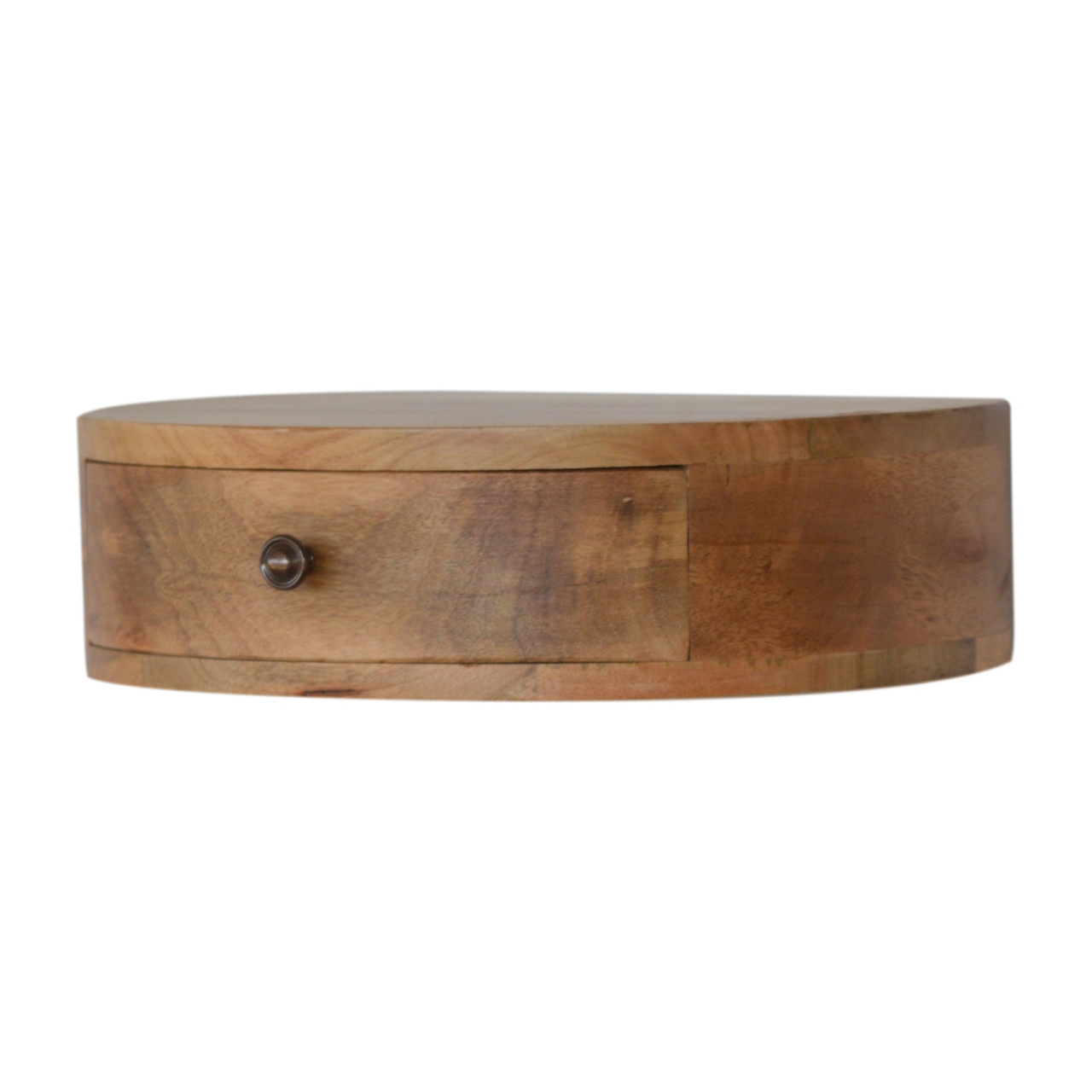 Natural Wood Round Storage Floating Nightstand - Nora Lane Home furniture - Solid wood - 19.69 x 16.14 x 8.27 in