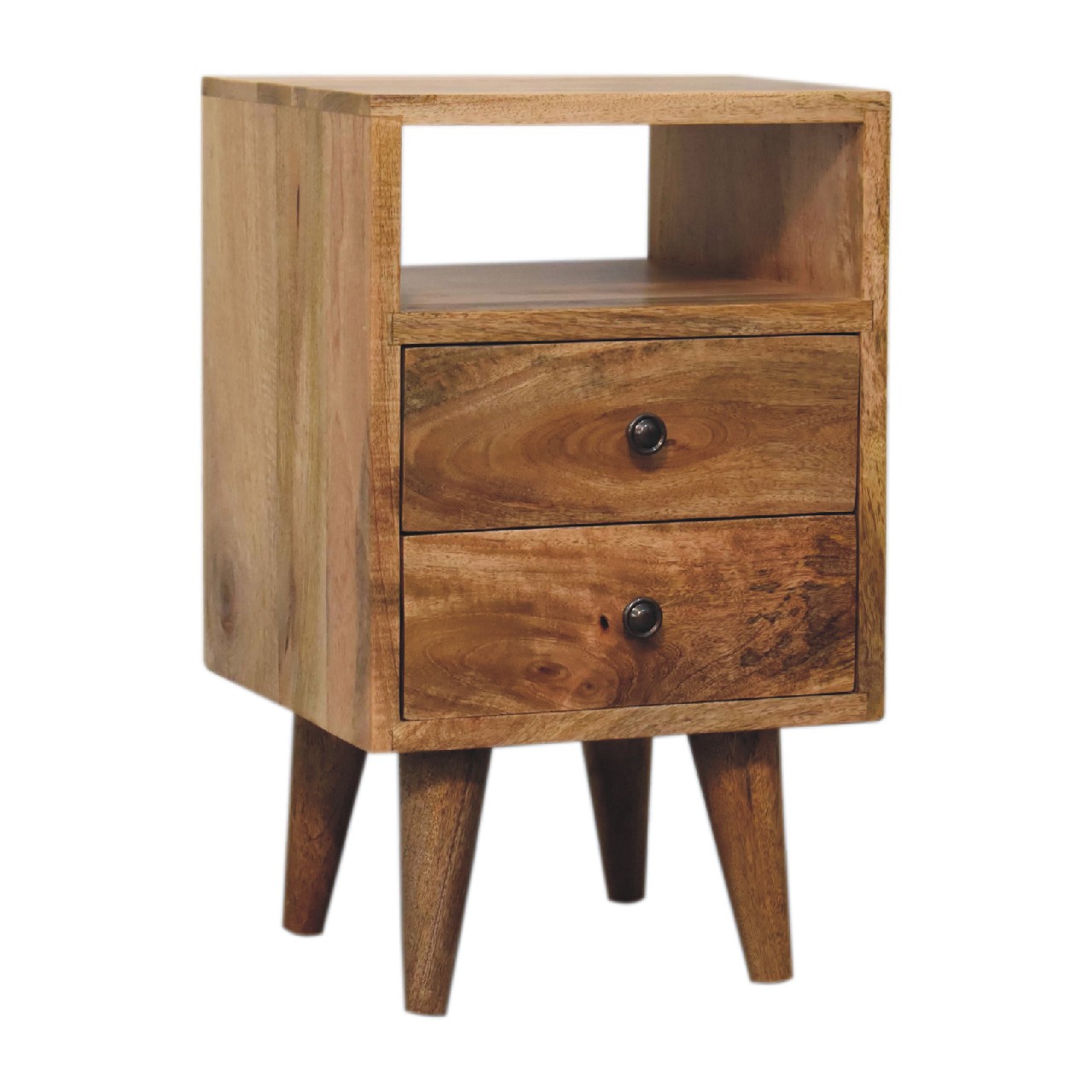 Natural Wood Storage Nightstand - Nora Lane Home furniture - Solid wood, Metal accent - 15.75 x 15.75 x 17.72 in