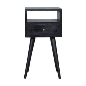 Black Solid Wood Storage Nightstand - Nora Lane Home furniture - Solid wood - 15.75 x 15.75 x 13.78 in