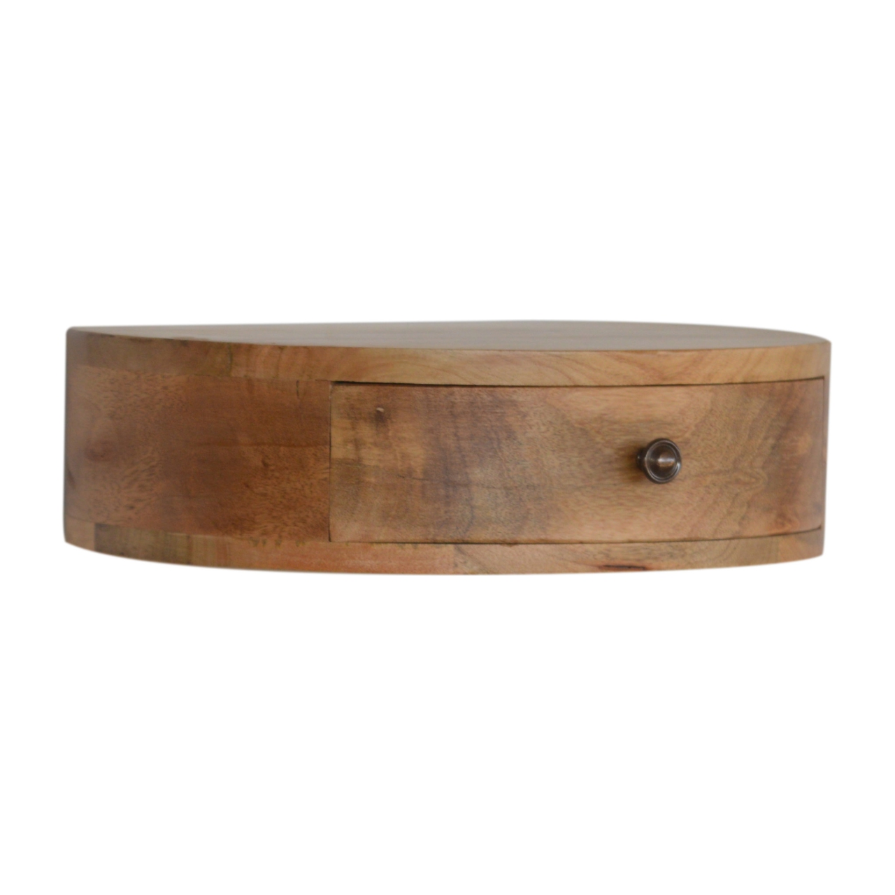 Natural Wood Round Storage Floating Nightstand - Nora Lane Home furniture - Solid wood - 19.69 x 16.14 x 8.27 in