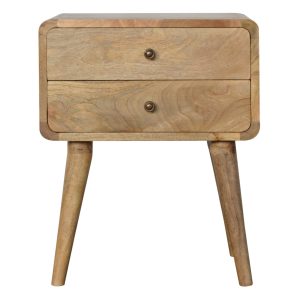 Natural Wood Storage Nightstand - Nora Lane Home furniture - Solid wood - 21.65 x 17.72 x 18.11 in