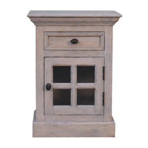 White Solid Wood Storage Nightstand - Nora Lane Home furniture - Solid wood - 21.65 x 17.72 x 27.56 in