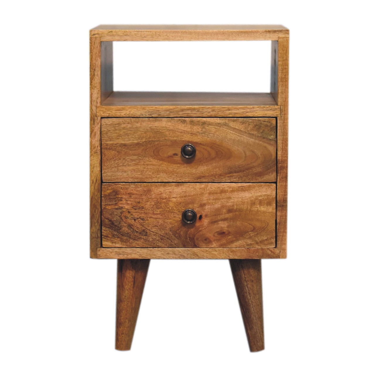 Natural Wood Storage Nightstand - Nora Lane Home furniture - Solid wood, Metal accent - 15.75 x 15.75 x 17.72 in