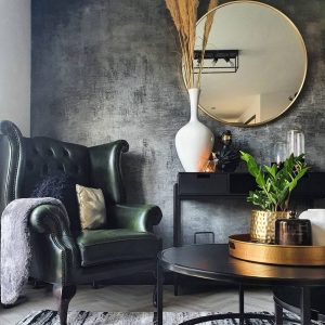 Gold Round Wall Mirror - Nora Lane Home furniture - Metal accent, Glass detail - 32 x 32 x 1.6 in